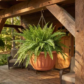   Műanyag függesztett cserép lánccal -  terrakotta - 30 x 18 cm (11993)