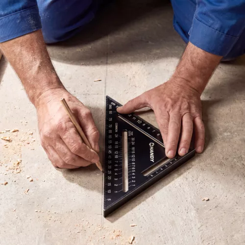 Handy Derékszögű vonalzó és szögmérő - 18,5 cm - fém (11001)