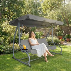   Garden Of Eden Kerti hintaágy - 200 x 120 x 164 cm - szürke - pohártartóval (11493B)