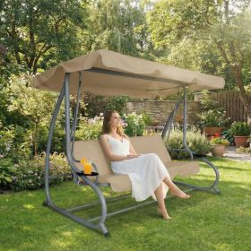   Garden Of Eden Kerti hintaágy - 200 x 120 x 164 cm - sötét bézs - pohártartóval (11493A)