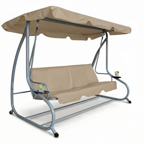 Garden Of Eden Kerti hintaágy - 200 x 120 x 164 cm - sötét bézs - pohártartóval (11493A)