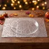 Bewello Tányéralátét - levélmintás - PVC - 45 x 30 cm - ezüst (59051B)