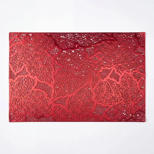 Bewello Tányéralátét - levélmintás - PVC - 45 x 30 cm - piros (59051C)