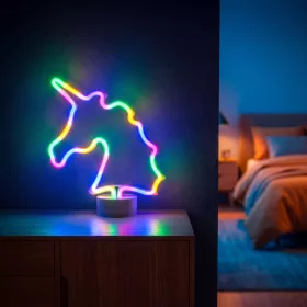   Phenom Neon LED lámpa - színes unikornis - 3 x AA + USB - 28,5 x 8,5 x 24,5 cm (43996B)