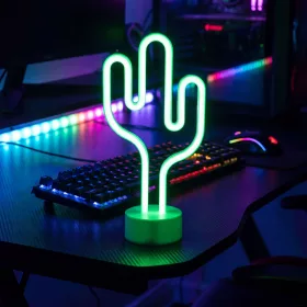   Phenom Neon LED lámpa - zöld kaktusz - 3 x AA + USB - 18,5 x 8,5 x 28 cm (43996C)