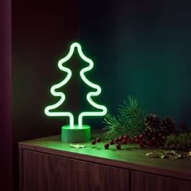   Phenom Neon LED lámpa - zöld fenyőfa - 3 x AA + USB - 18,5 x 8,5 x 28 cm (43996D)