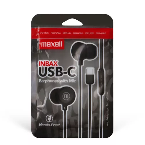 Maxell Maxell vezetékes fülhallgató - fekete - USB-C (INBAX) (52049)