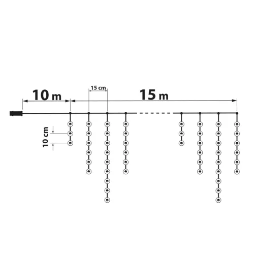 Phenom Fényfüzér függöny - 15 m - hidegfehér - 600 LED - 100-240V - 6W - átlátszó kábel (59770C)