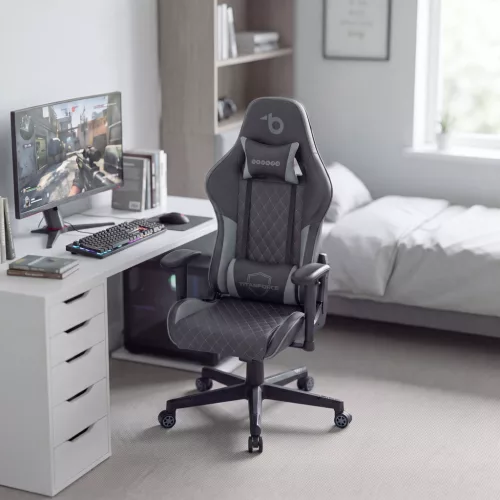 TItanForce gamer szék párnával - fekete/szürke - 122 x 65 x 53 cm (BMD1124GY)