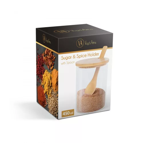 Cukor / fűszertartó kanállal - 8 x 11 cm (57325B)