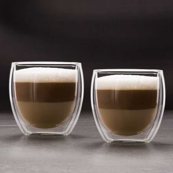 Duplafalú cappuccino üveg csésze - 250 ml - 2 db / doboz (57176J)