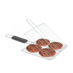   Grill hamburger sütő rács - króm bevonattal, fa nyéllel - 38 x 22 cm (56300D)