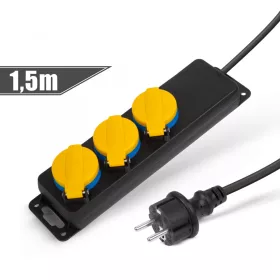   Delight Kültéri elosztó fedéllel - 1,5 m - 3 x 230V - 3 x 1,5 mm2, gumi - IP44 (20223C)