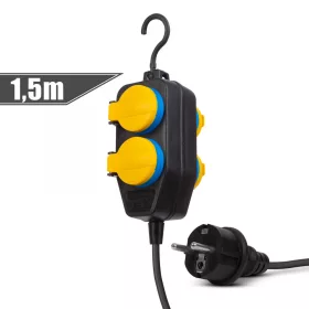   Delight Kültéri elosztó fedéllel - 1,5 m - 4 x 230V - 3 x 1,5 mm2, gumi  - IP44 (20223D)