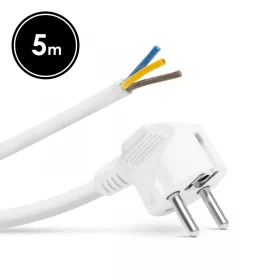   Delight Hálózati szerelhető tápkábel dugóval  - 5 m kábellel - 3 x 1,5 mm² - fehér (05941C)