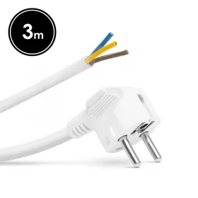   Delight Hálózati szerelhető tápkábel dugóval - 3 m kábellel - 3 x 1,5 mm² - fehér (05941B)