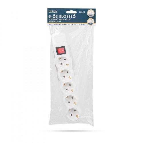 Delight Elosztó 5-ös - szerelhető, kábel nélkül - kapcsolós (20226RE)
