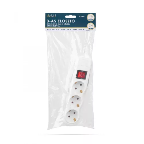 Delight Elosztó 3-as - szerelhető, kábel nélkül - kapcsolós (20221RE)