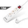 Delight Elosztó 3-as - 3 x 1,5 mm - 1,5 m - 2 x USB-vel - kapcsolós (20221U)