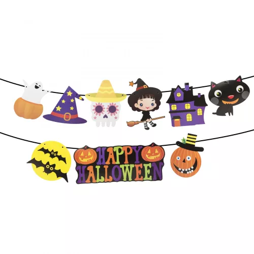 Halloween-i papír girland - többféle motívummal - 3,5 m (58169)