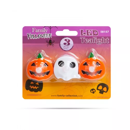 Halloween-i teamécses szett - tök, szellem - elemes - 3 db / csomag (58157)
