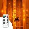Pókháló fényfüggöny pókkal - melegfehér 60 db LED - USB-s (58150)