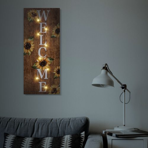 Family LED-es hangulatkép - Welcome - fali akasztóval, 2 x AA, 30 x 70 cm (58503)