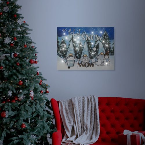 Family LED-es fali hangulatkép - "Let it snow" -  2 x AA, 40 x 30 cm (58479)