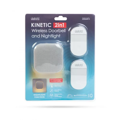 Delight 2 az 1-ben vezetéknélküli csengő és éjjelifény - Kinetic  - 2 kültéri - fehér (55346WH-2)