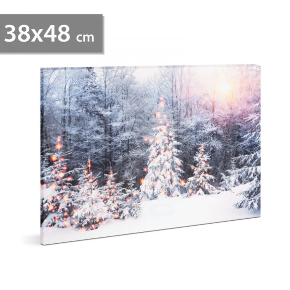 Family LED-es fali hangulatkép - téli táj -  2 x AA, 48 x 38 cm (58474)