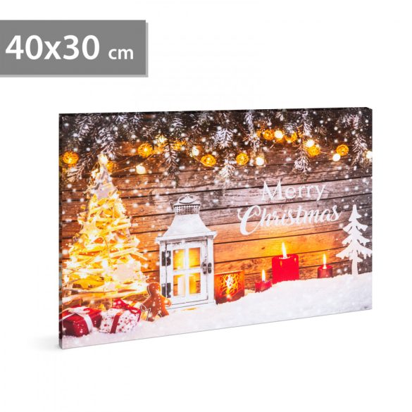 Family Karácsonyi LED-es hangulatkép - fali akasztóval, 2 x AA, 40 x 30 cm (58458)