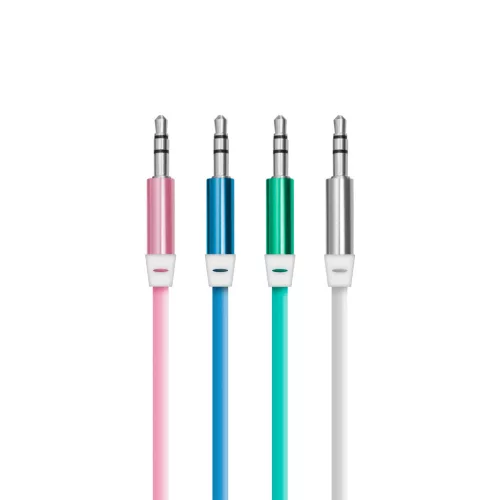 Delight AUX audiókábel -  3,5 mm-es sztereó audio-jackkábel szövet bevonat 4 szín - 1 m (55437)