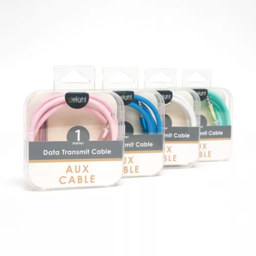 Delight AUX audiókábel -  3,5 mm-es sztereó audio-jackkábel szövet bevonat 4 szín - 1 m (55437)