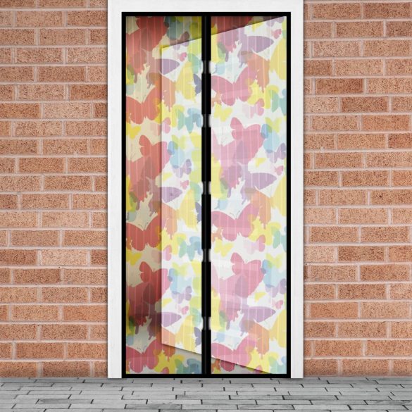 Garden of Eden Szúnyogháló függöny ajtóra -mágneses- 100 x 210 cm - színes pillangós (11398K)