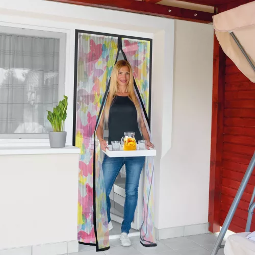 Garden of Eden Szúnyogháló függöny ajtóra -mágneses- 100 x 210 cm - színes pillangós (11398K)