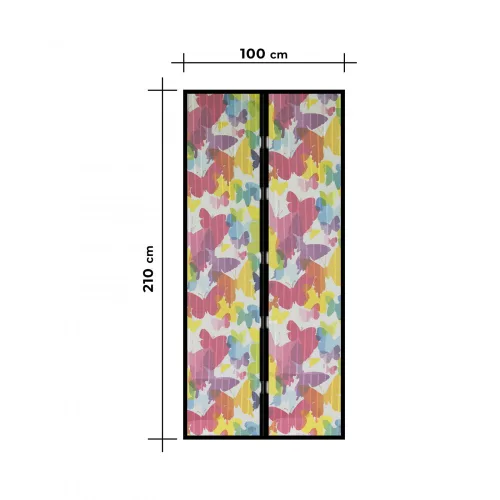 Garden of Eden Szúnyogháló függöny ajtóra -mágneses- 100 x 210 cm - színes pillangós (11398K)