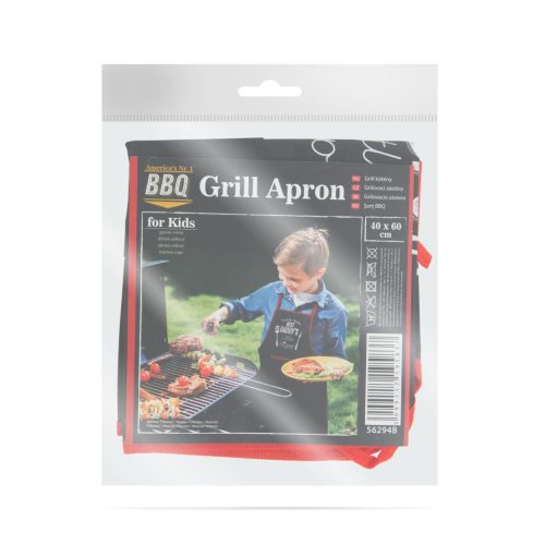 BBQ Grill kötény - gyerek méret - 44 x 60 cm - fekete (56294B)
