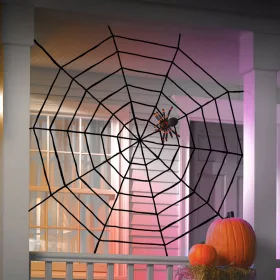   Plüss pókháló - halloween-i dekoráció - 200 cm - fekete (58102)