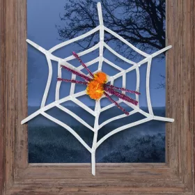   Pókháló pókkal - halloween-i dekoráció - fehér (58101)