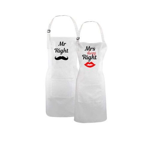 Konyhai kötény - "Mrs. Always Right" felirattal - 80 x 70 cm - 200 gsm (DA00282B)
