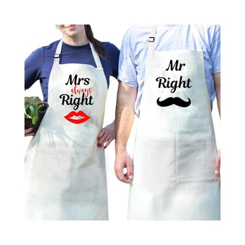 Konyhai kötény - "Mrs. Always Right" felirattal - 80 x 70 cm - 200 gsm (DA00282B)