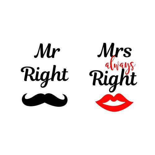 Konyhai kötény - "Mr. Right" felirattal - 80 x 70 cm - 200 gsm (DA00282A)