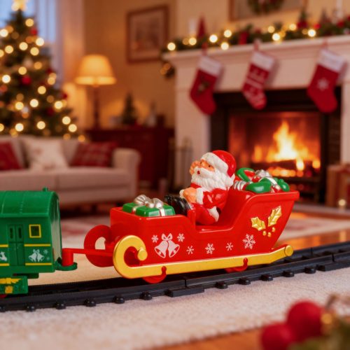 Karácsonyi kisvasút - világít - elemes - 3 féle pálya (DA00350)