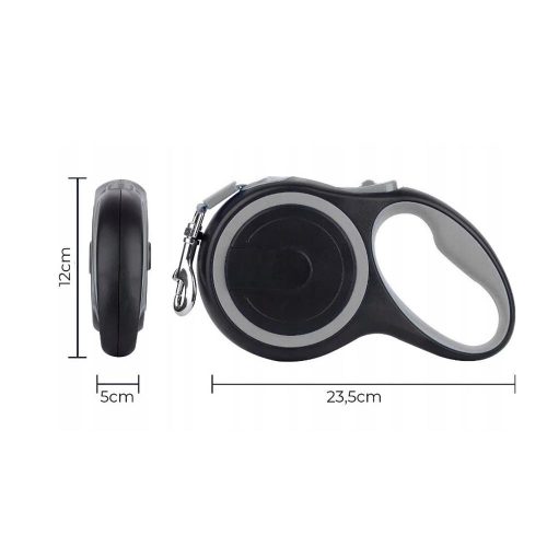 Póráz - 8 m - fekete / szürke (DA00859)