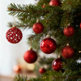   Karácsonyfadísz szett - 100 db gömb + csúcsdísz - piros (EDO-3084)