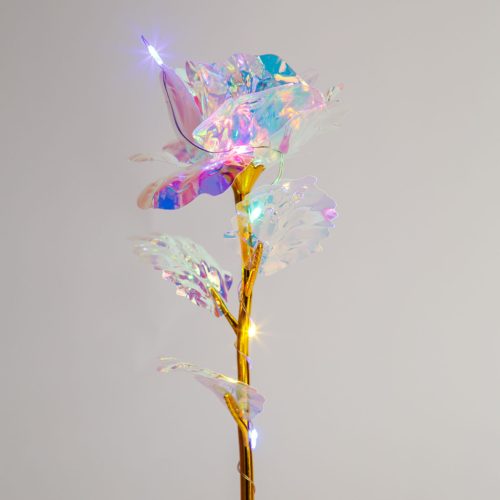 LED-es világító művirág dekoráció - rózsa - fehér (DA01199)