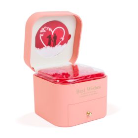   9 db műrózsa díszdobozban nyaklánccal - 11 x 11 x 9,5 cm - rózsaszín (DA01200)