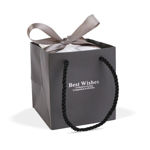 Örökrózsa nyitható díszdobozban nyaklánccal - 10,2 x 9,8 x 11 cm - fekete (DA01201)