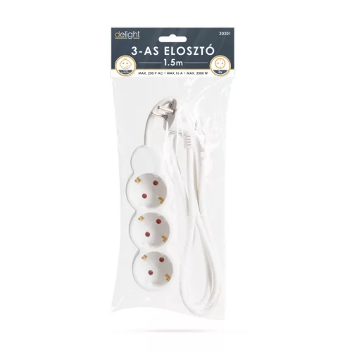Delight 3-as elosztó - 250 V • 10 / 16 A - 1,5 m (20201)