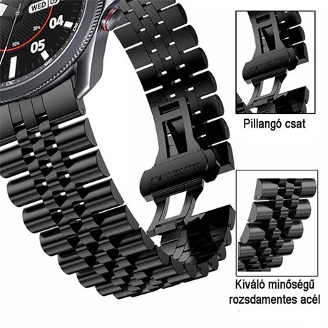 Mybandz 22SKU2600 steelo fém óraszíj / fekete/ 22mm